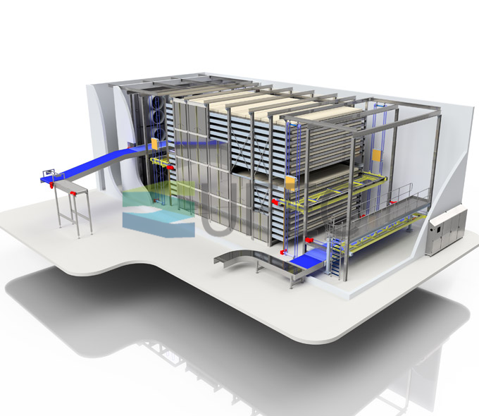 Congélateur rapide industriel de tunnel de refroidissement de boîte de carton pour le poulet ou la viande